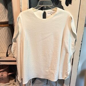Tibi white chalky drape scallop sleeve top, size 8, EUC. $80